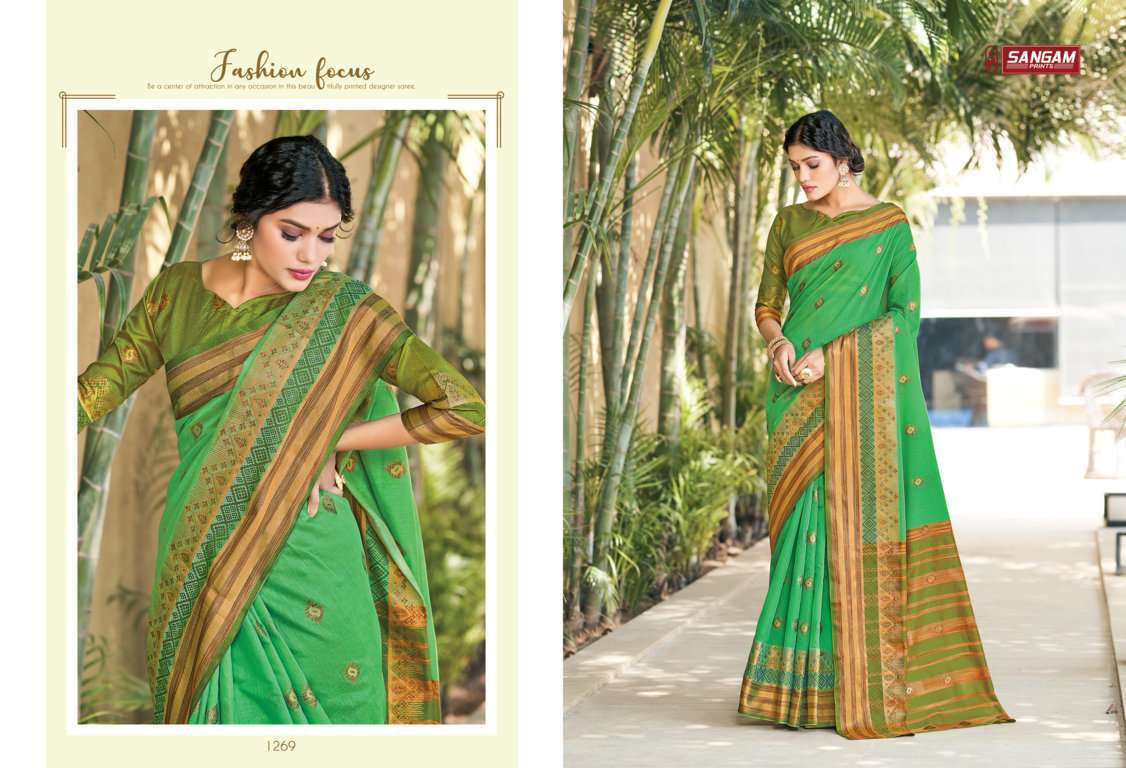 SANGAM PRINTS GEETIKA COTTON WEAVING SARIS WHOLESALER