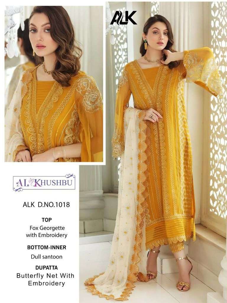 AL KHUSHBU ALK D NO 1018 GEORGETTE REGAL LOOK SALWAR SUIT SINGLE