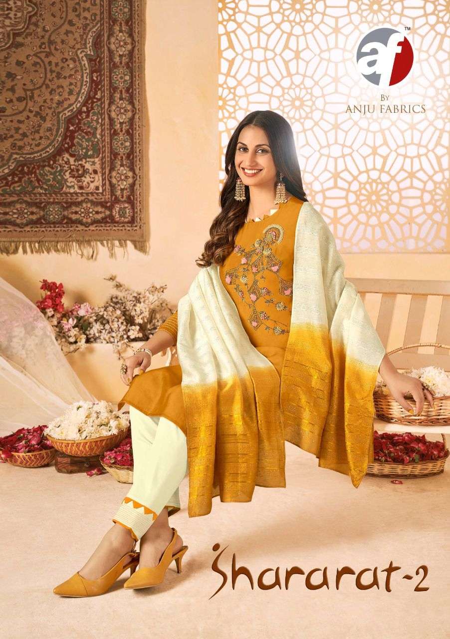 ANJU FABRICS SHARARAT VOL 2 VISCOSE INNOVATIVE LOOK KURTI BOTTOM WITH DUPATTA CATALOG