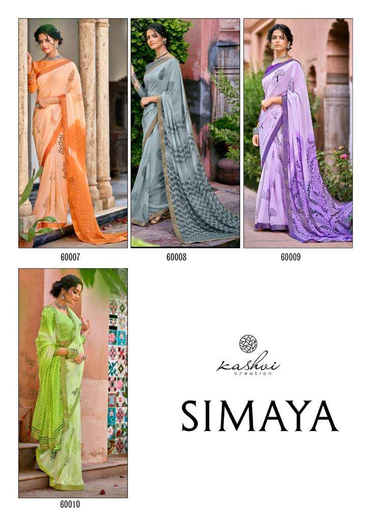 LT KASHVI CREATION SIMAYA CHIFFON BEAUTIFULL PRINT SAREE CATALOG