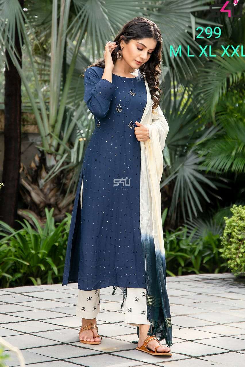 S4U S4U 299 FANCY ASTONISHING TOP WITH BOTTOM AND DUPATTA SIZE SET