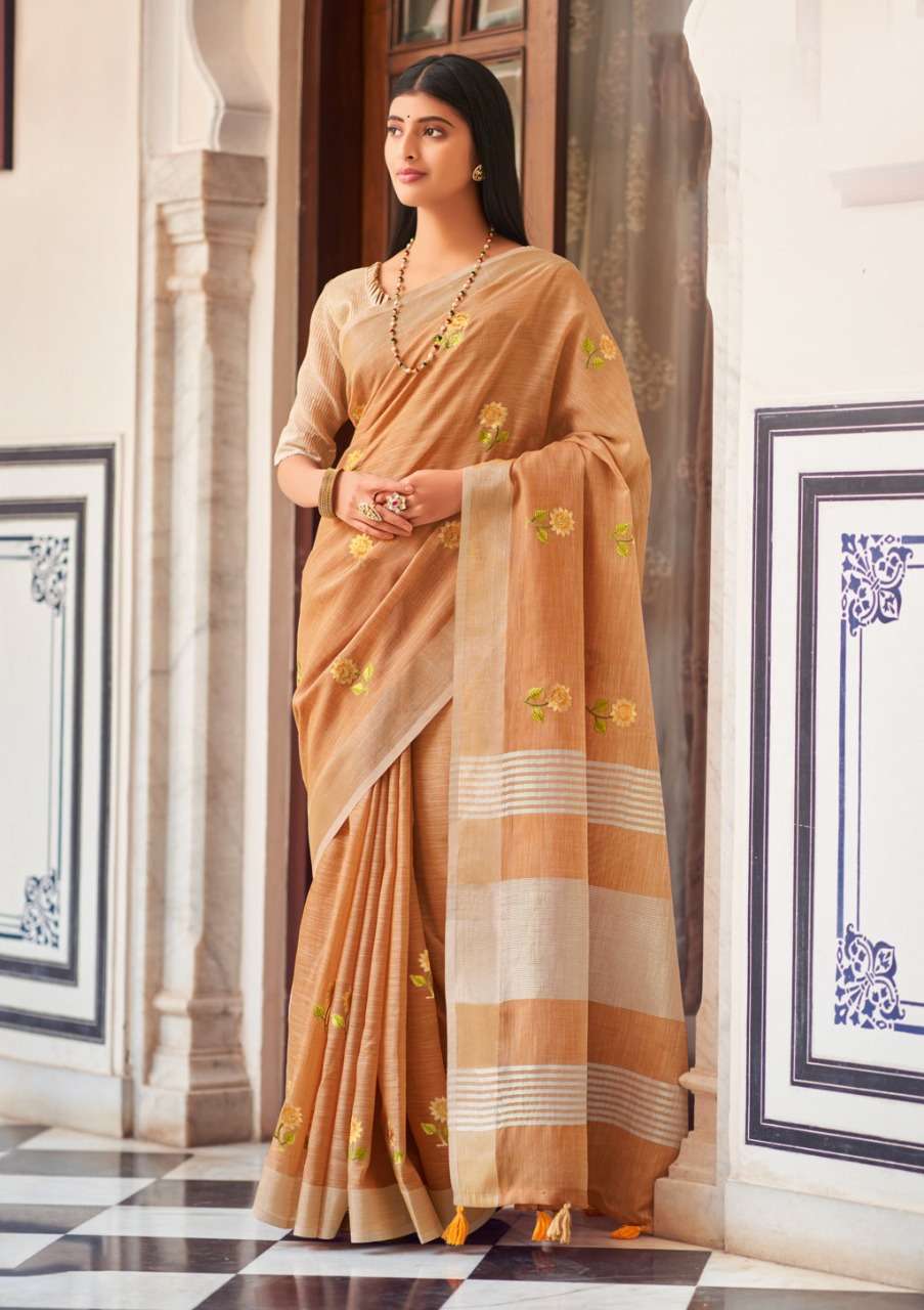 SANGAM PRINT NAGMA LINEN GRACEFUL LOOK SAREE CATALOG