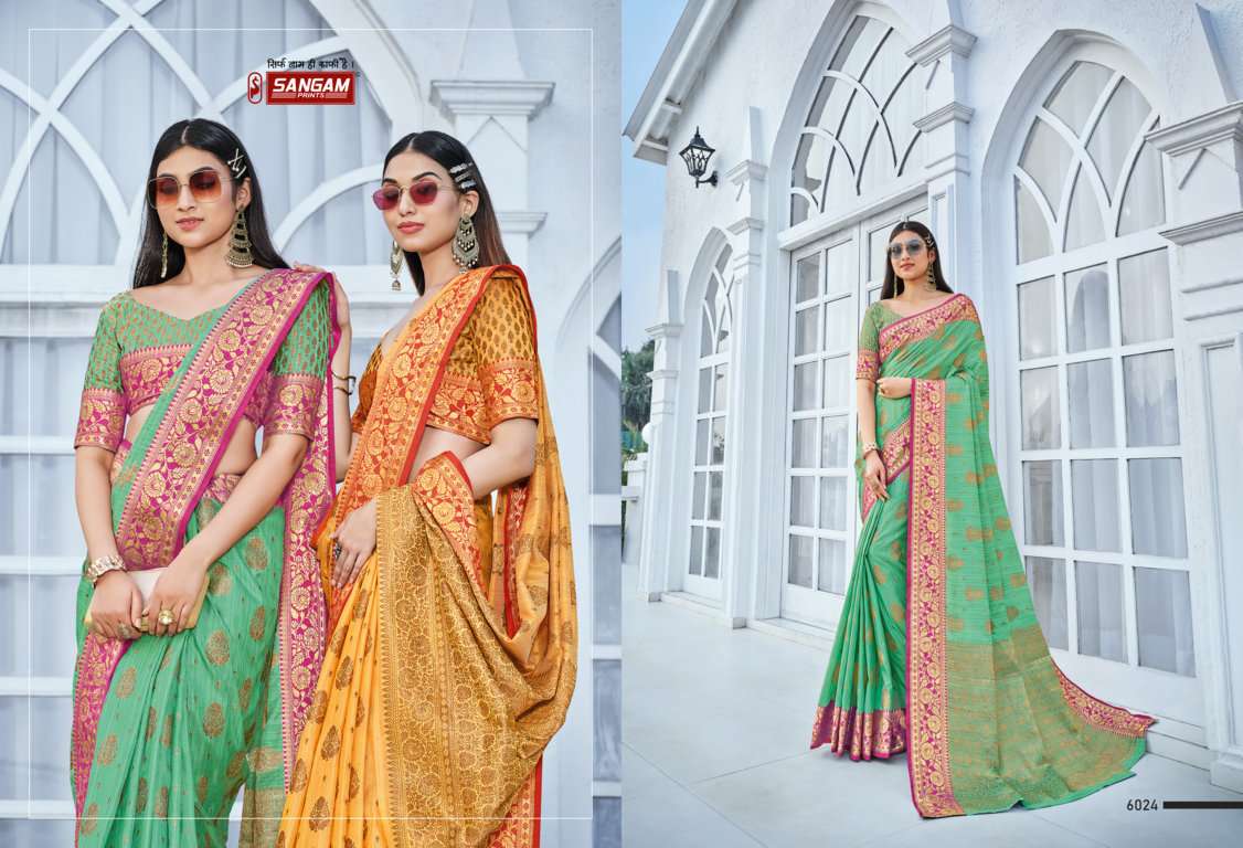 SANGAM PRINT PRANAVI SILK COTTON HANDLOOM ASTONISHING SAREE CATALOG