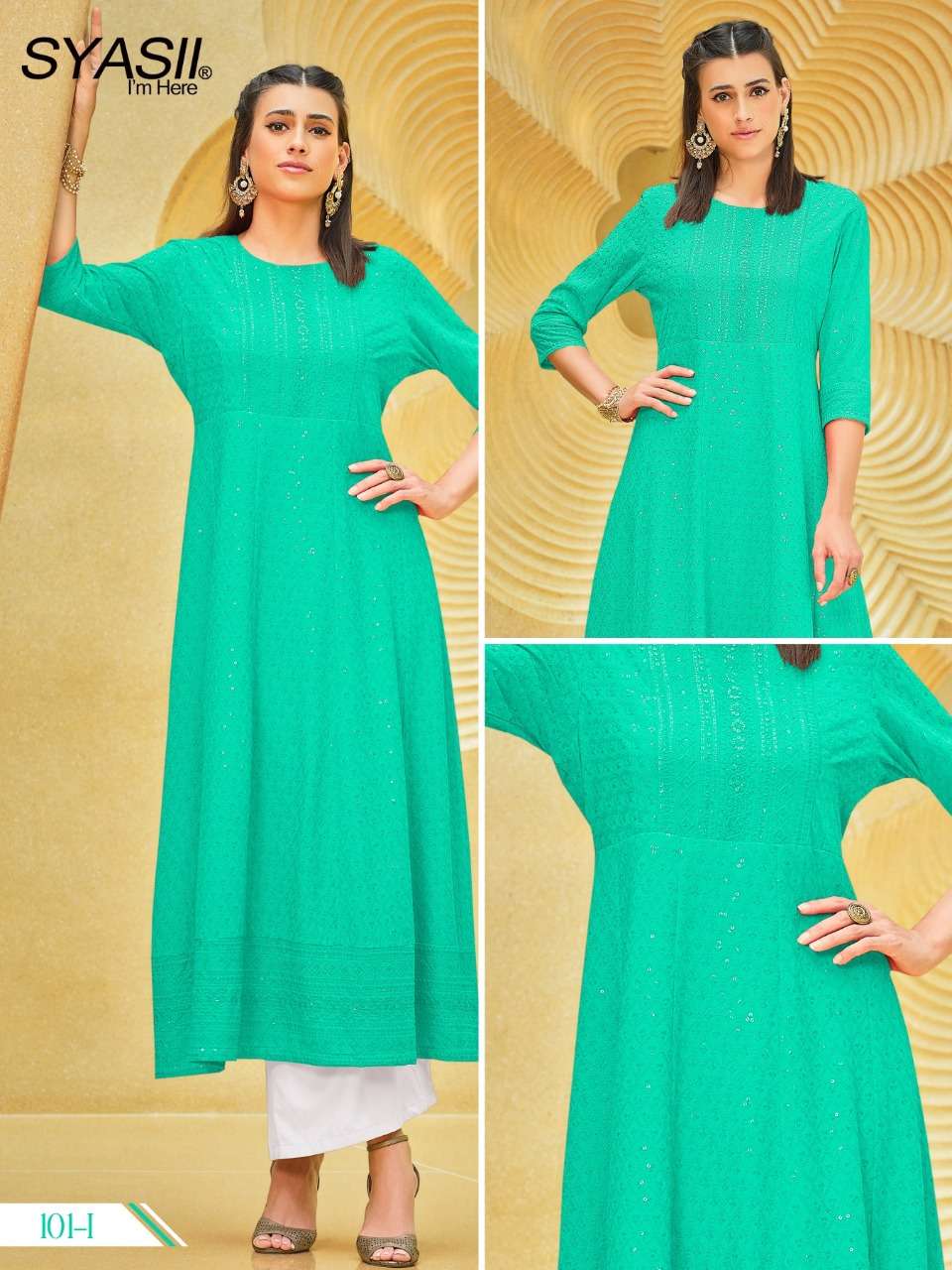 SYASII D NO 101 14 COLOUR GRACEFUL LOOK KURTI PIC AND CHOOSE