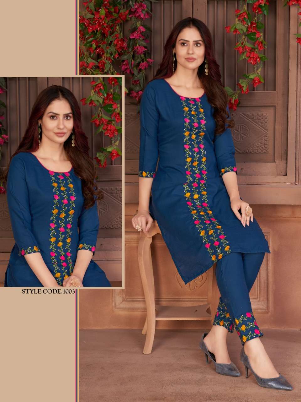 THE WOMENS THREAD AMANAT ROOBY SLUB DECENT LOOK KURTI WITH BOTTOM CATALOG