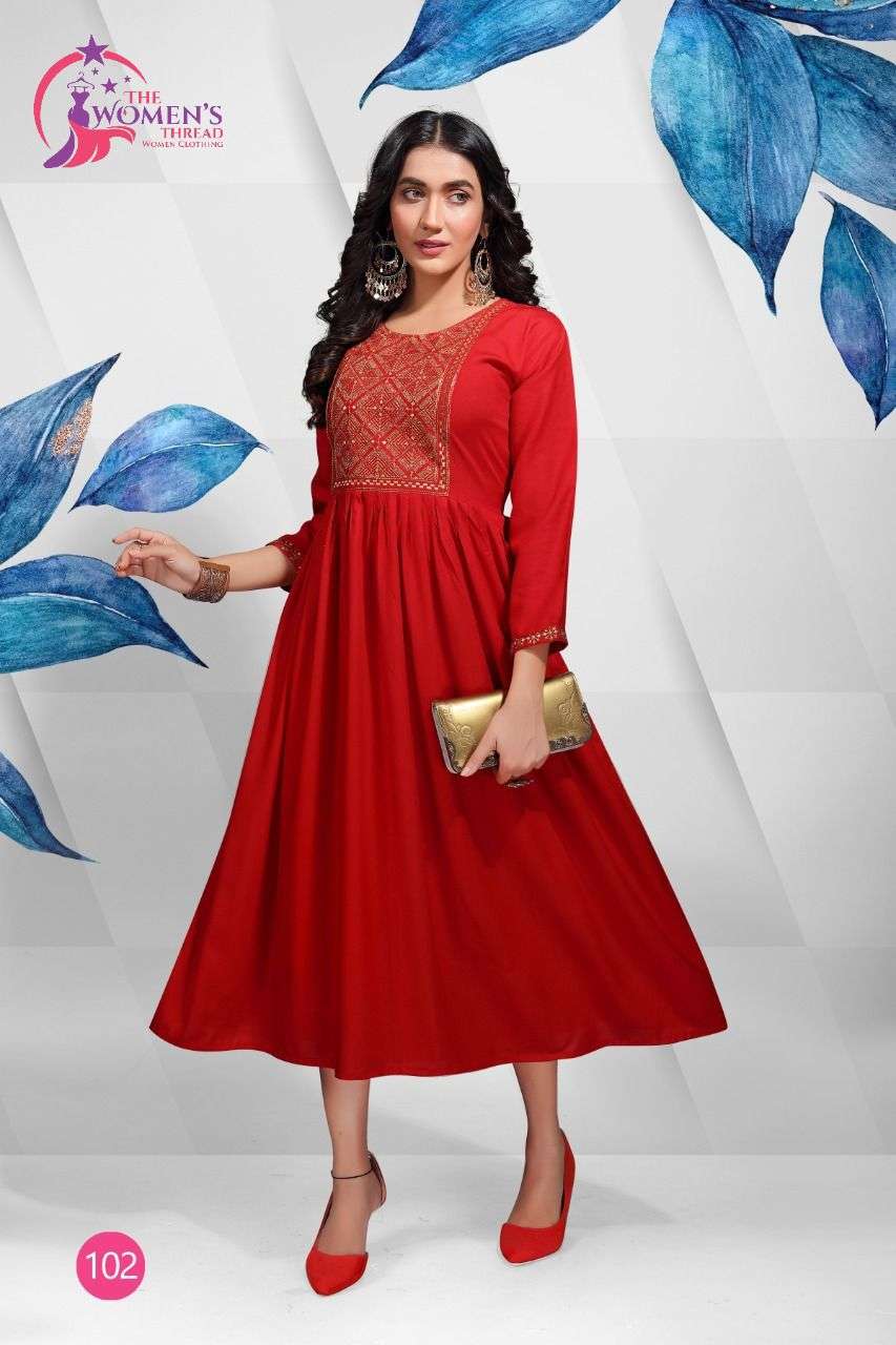 THE WOMENS THREAD KAMNA RAYON ASTONISHING KURTI CATALOG