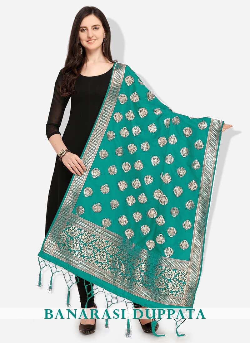 SAURABH DESIGNER BANARASI SILK JACQUARD FENCY DUPATTA CATALOG