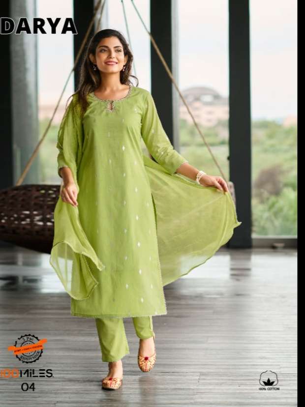 100 MILES DARYA COTTON NEW AND MODERN STYLE TOP BOTTOM WITH DUPATTA CATALOG