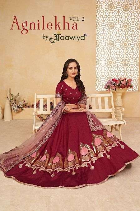 AAWIYA OFFICAL AGNILEKHA VOL 2 SILK FESTIVE LOOK LEHENGA CATALOG