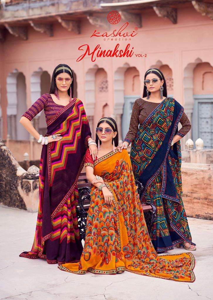 LT SAREE KASHVI CREATION MINAKSHI VOL 2 GEORGETTE ATTRACTIVE PRINT SAREE CATALOG