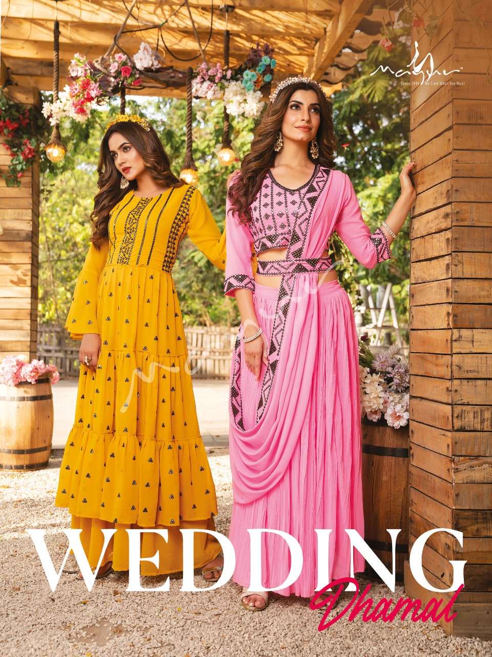 MAYUR WEDDING DHAMAL GEORGETTE CATCHY LOOK INDO WESTERN CATALOG