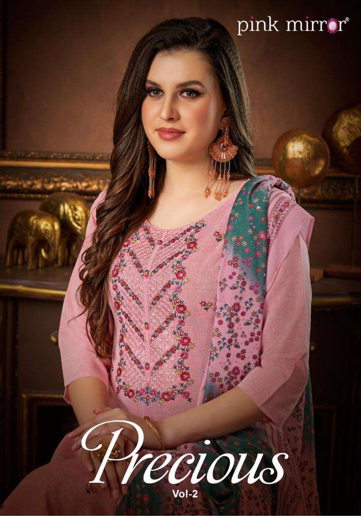 PINK MIRROR PRECIOUS VISCOSE SILK ATTRECTIVE EMBROIDARY LOOK TOP WITH PANT AND DUPATTA CATALOG